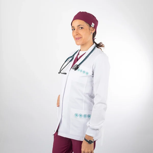 Delantal Blanco Área Médica Mujer Sport Mangas Puño - Estrella - Imagen 2