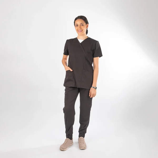 Blusa Clínica Negro Área Médica Mujer Entallada - Ale - Imagen 4