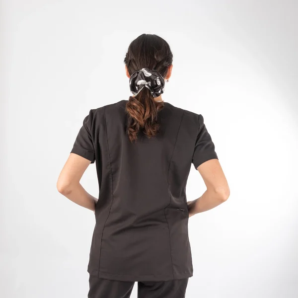 Blusa Clínica Negro Área Médica Mujer Entallada - Ale - Imagen 2