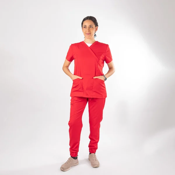 Blusa Clínica Rojo Matrona Mujer Entallada - Ale - Imagen 4