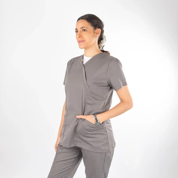 Blusa Clínica Gris Área Médica Mujer Entallada - Ale - Imagen 3