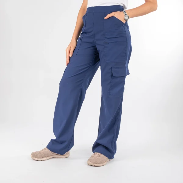 Pantalón Clínico Azul Francia Área Médica Mujer Media Cintura Elasticada - Carla - Imagen 2