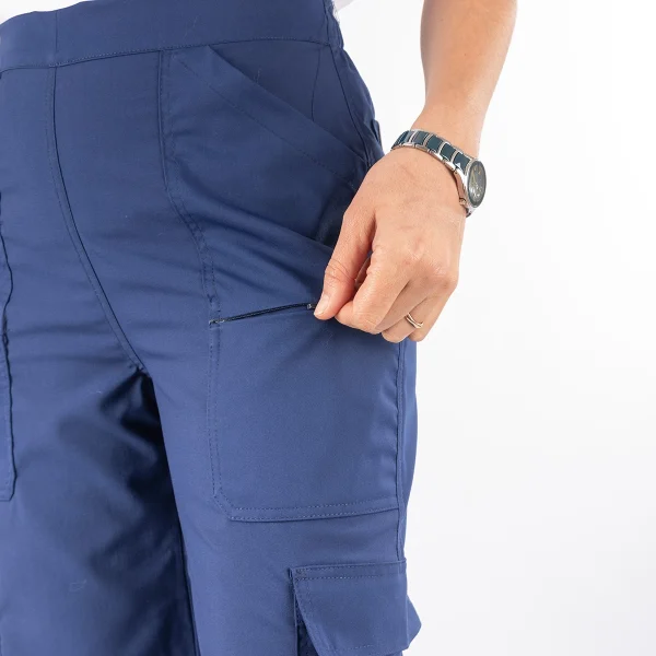 Pantalón Clínico Azul Francia Área Médica Mujer Media Cintura Elasticada - Carla - Imagen 4