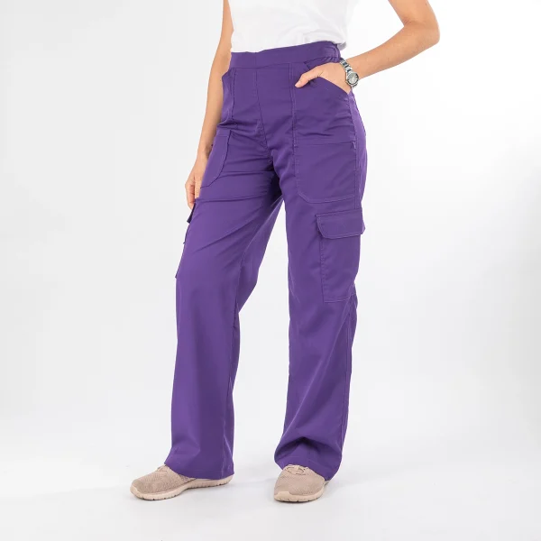 Pantalón Clínico Morado Nutricionista Mujer Media Cintura Elasticada - Carla - Imagen 2