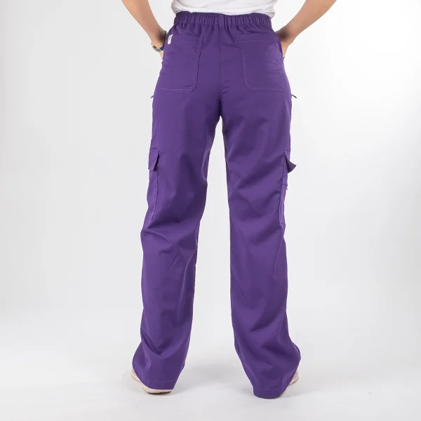 Pantalón Clínico Morado Nutricionista Mujer Media Cintura Elasticada - Carla - Imagen 5