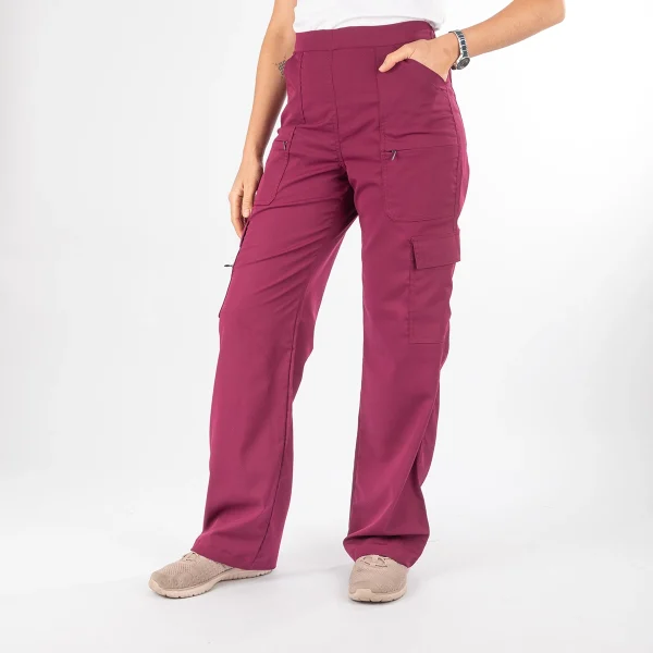 Pantalón Clínico Burdeo Tecnólogo Mujer Media Cintura Elasticada - Carla - Imagen 4