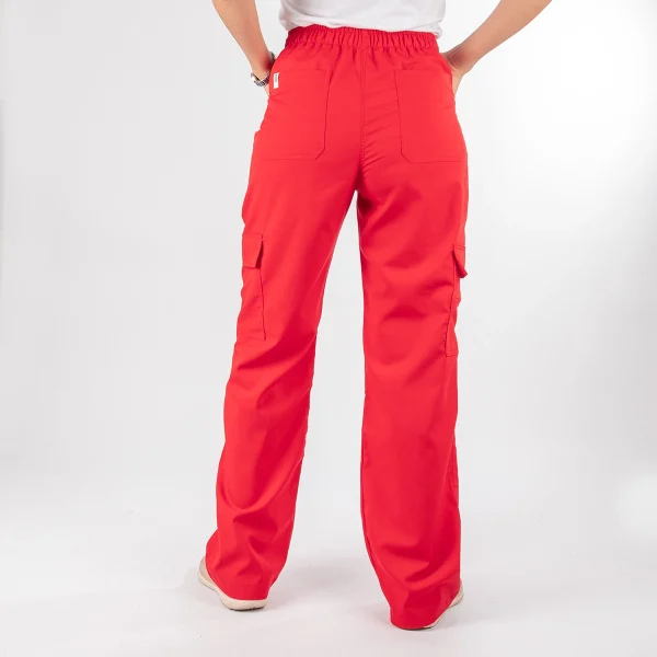 Pantalón Clínico Rojo Matrona Mujer Media Cintura Elasticada - Carla - Imagen 4