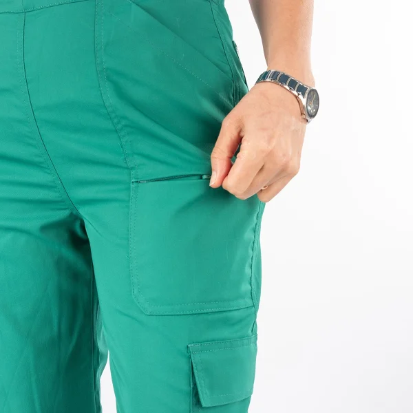 Pantalón Clínico Verde Área Médica Mujer Media Cintura Elasticada - Carla - Imagen 3