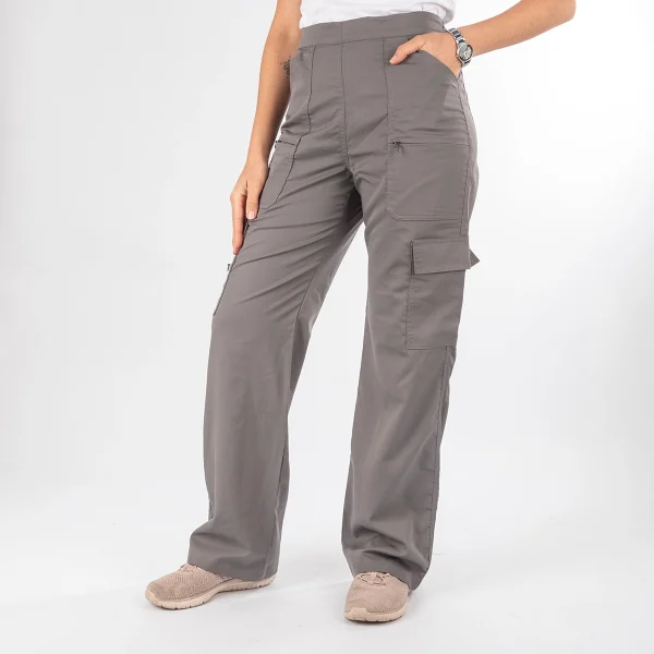 Pantalón Clínico Gris Área Médica Mujer Media Cintura Elasticada - Carla - Imagen 2