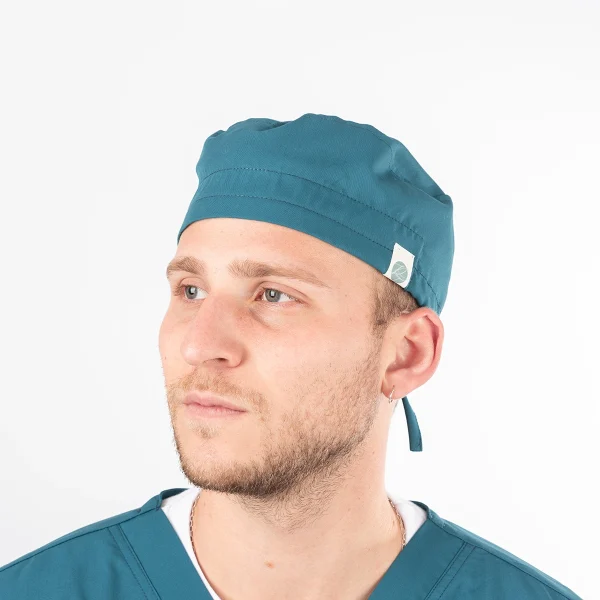 Gorro Clínico Verde Petróleo Área Médica Unisex con Amarras - Imagen 2