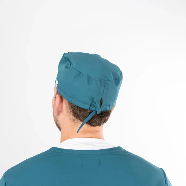Gorro Clínico Verde Petróleo Área Médica Unisex con Amarras - Imagen 5