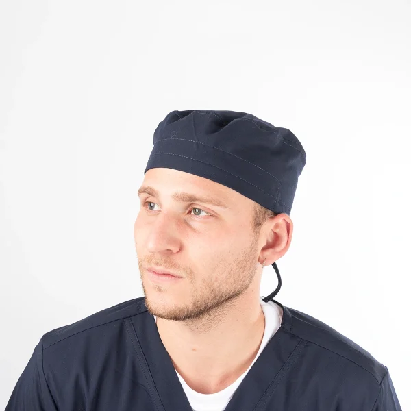 Gorro Clínico Azul Marino Área Médica Unisex con Amarras - Imagen 2