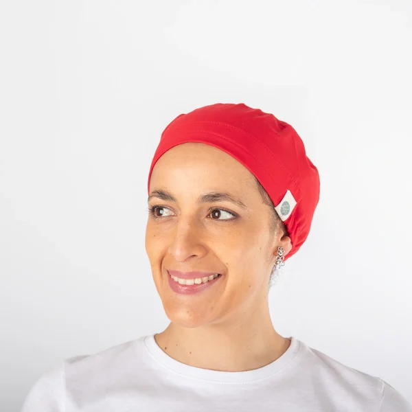 Gorro Clínico Rojo Matrona Unisex con Elástico - Imagen 3