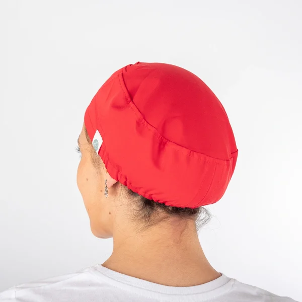 Gorro Clínico Rojo Matrona Unisex con Elástico - Imagen 2