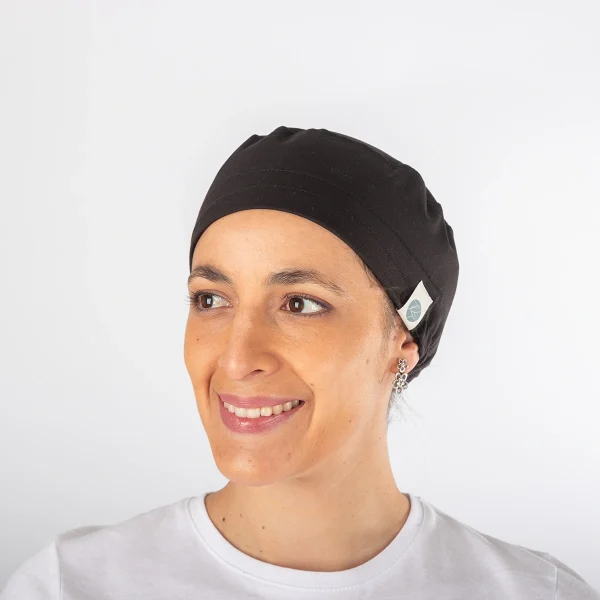 Gorro Clínico Negro Área Médica Unisex con Elástico - Imagen 3