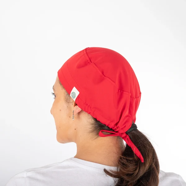 Gorro Clínico Rojo Matrona Unisex con Amarras - Imagen 2
