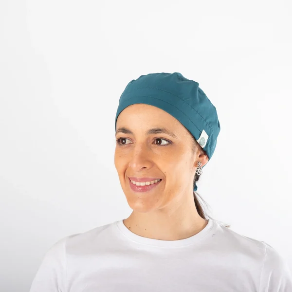 Gorro Clínico Verde Petróleo Área Médica Unisex con Amarras - Imagen 4