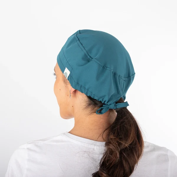 Gorro Clínico Verde Petróleo Área Médica Unisex con Amarras - Imagen 3