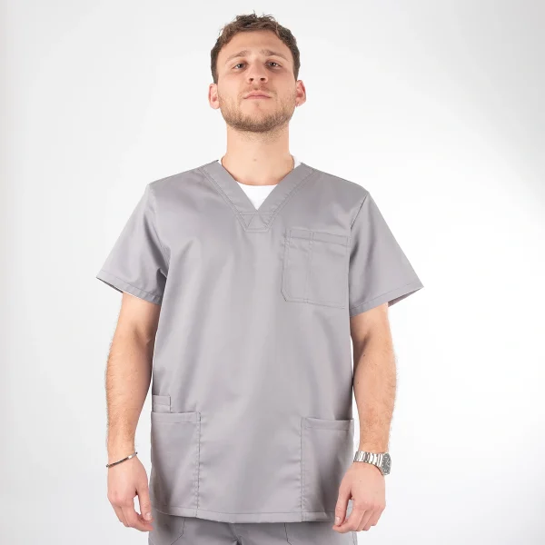 Polera Clínica Gris en gabardina Modelo Paulo