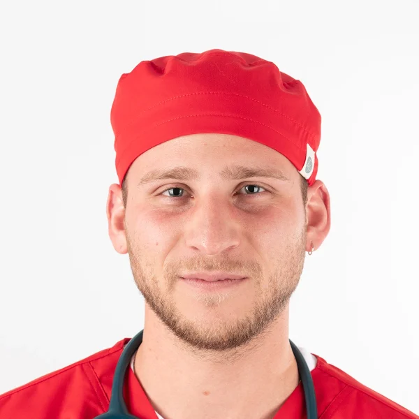 Gorro Clínico Rojo Matrona Unisex con Elástico - Imagen 4