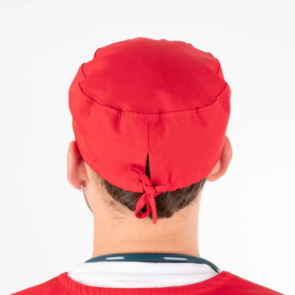 Gorro Clínico Rojo Matrona Unisex con Amarras - Imagen 4