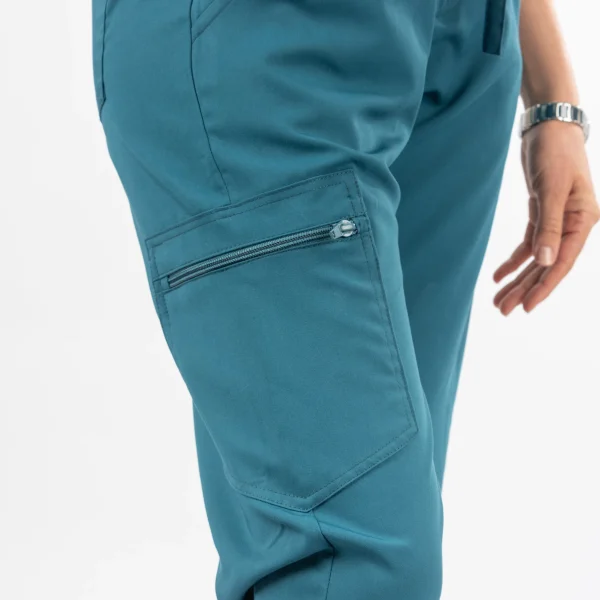 Pantalón Clínico Verde Petróleo Área Médica Mujer a la Cintura - Javi - Imagen 4